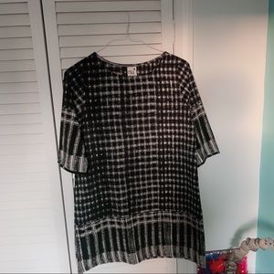 Grungy black plaid shift dress